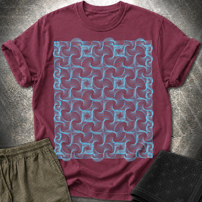 Psychedelic Spiral Optical Illusion Trippy Geometric T-Shirt - Psychedelic Spiral Optical Illusion Trippy Geometric T-Shirt - Maroon