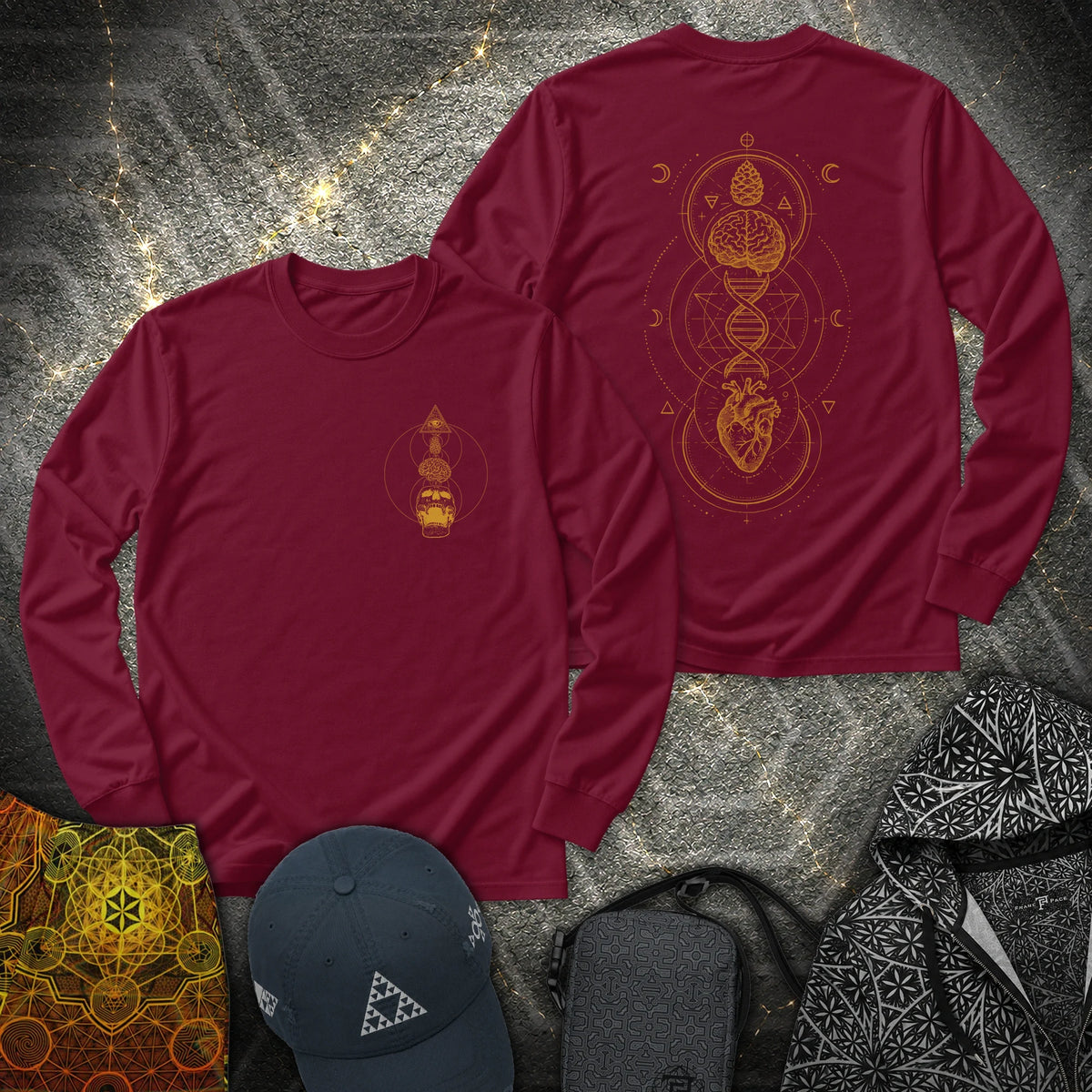 Tools Of The Trade Brain-Heart Coherence 2 Sided - Tools Of The Trade Brain-Heart Coherence 2 Sided Long Sleeve Shirt - Maroon