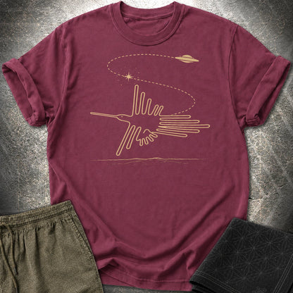 Geoglif Ptaka I Latający Spodek - Geoglif Ptaka I Latający Spodek T-Shirt - Maroon