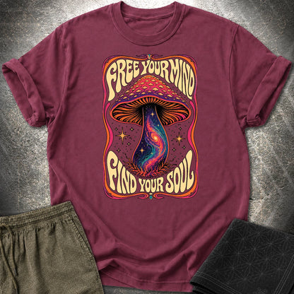 Free Your Mind Mushroom T-Shirt - Free Your Mind Mushroom T-Shirt - Maroon