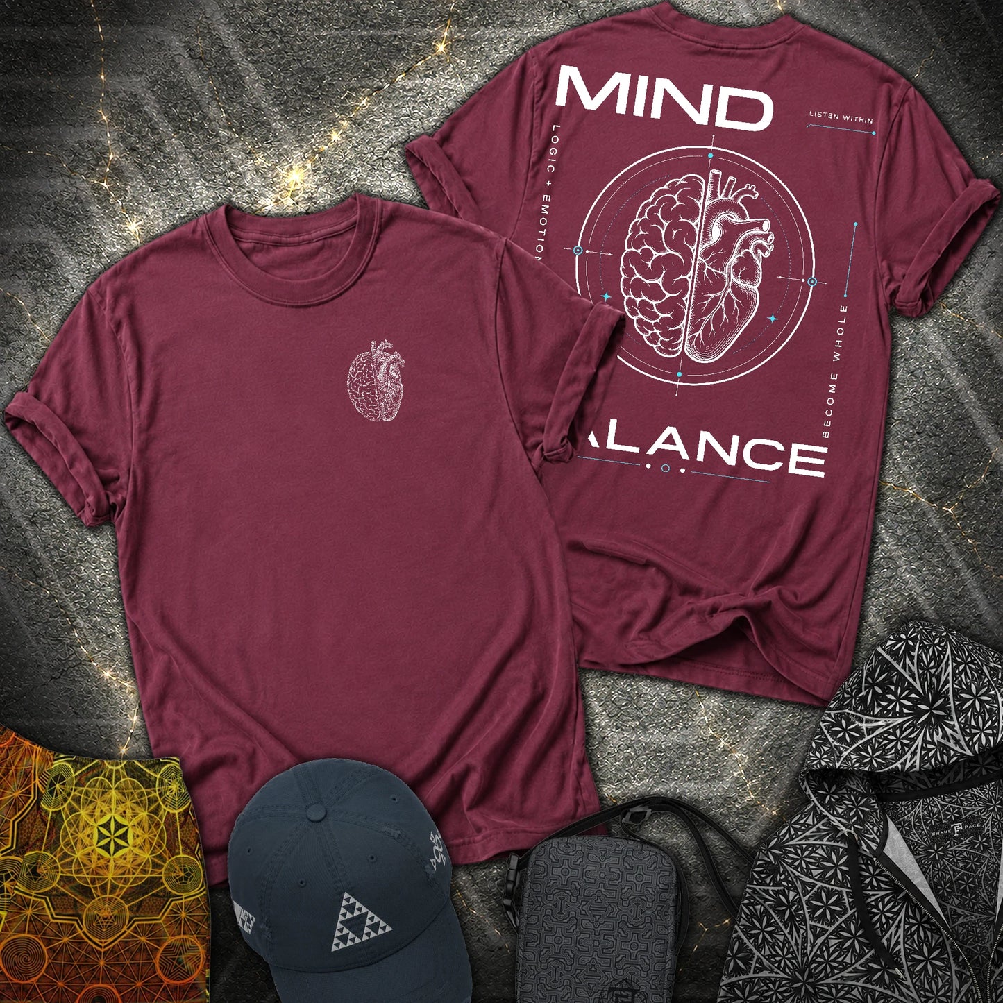 Mind Balance - Mind Balance 2 Sided T-Shirt - Maroon