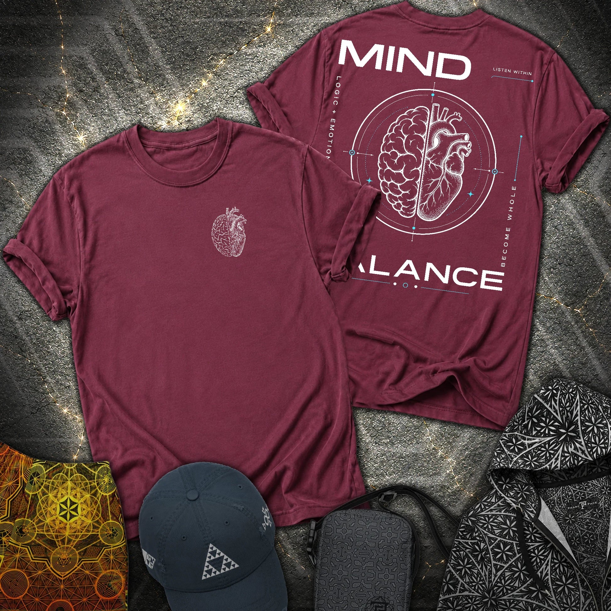 Mind Balance - Mind Balance 2 Sided T-Shirt - Maroon