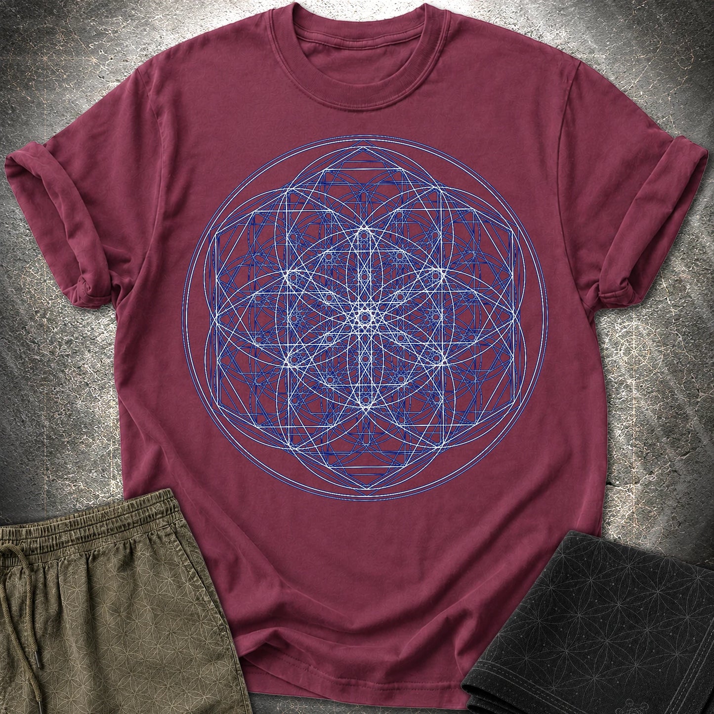 Sacred Flower Grids - Sacred Flower Grids T-Shirt - Maroon