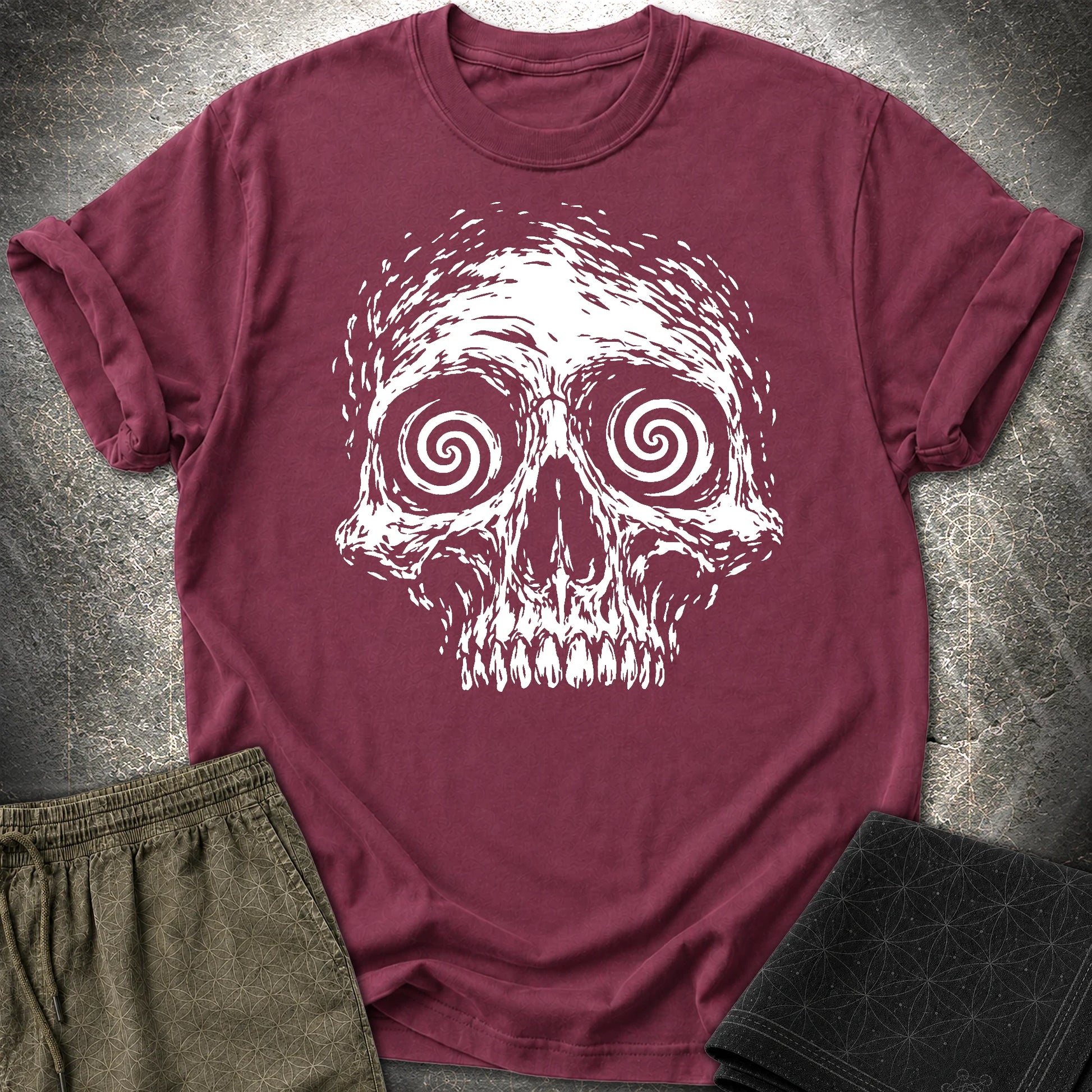 Hypnotic Skull T-Shirt - Hypnotic Skull T-Shirt - Maroon
