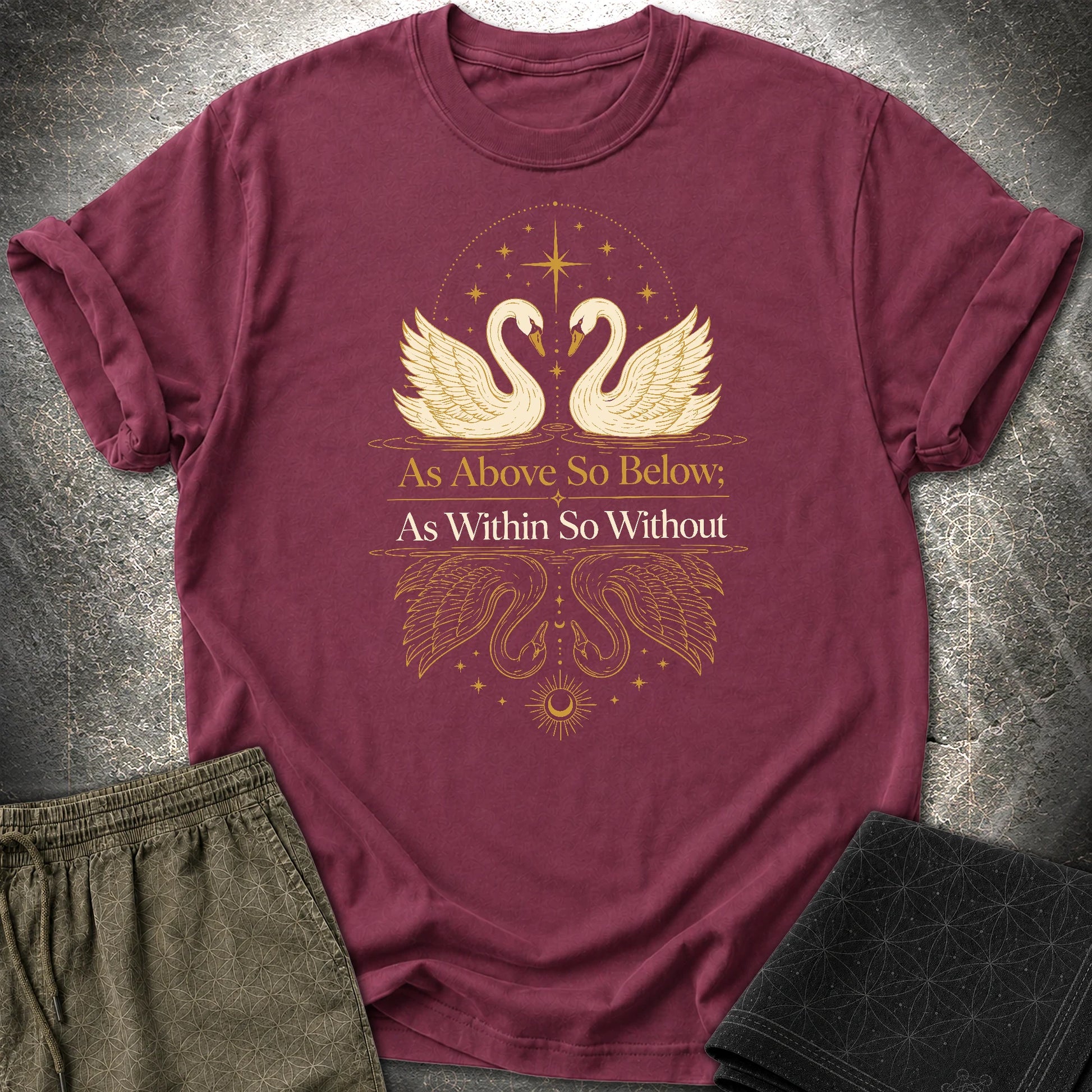As Above So Below Swans T-Shirt - As Above So Below Swans T-Shirt - Maroon