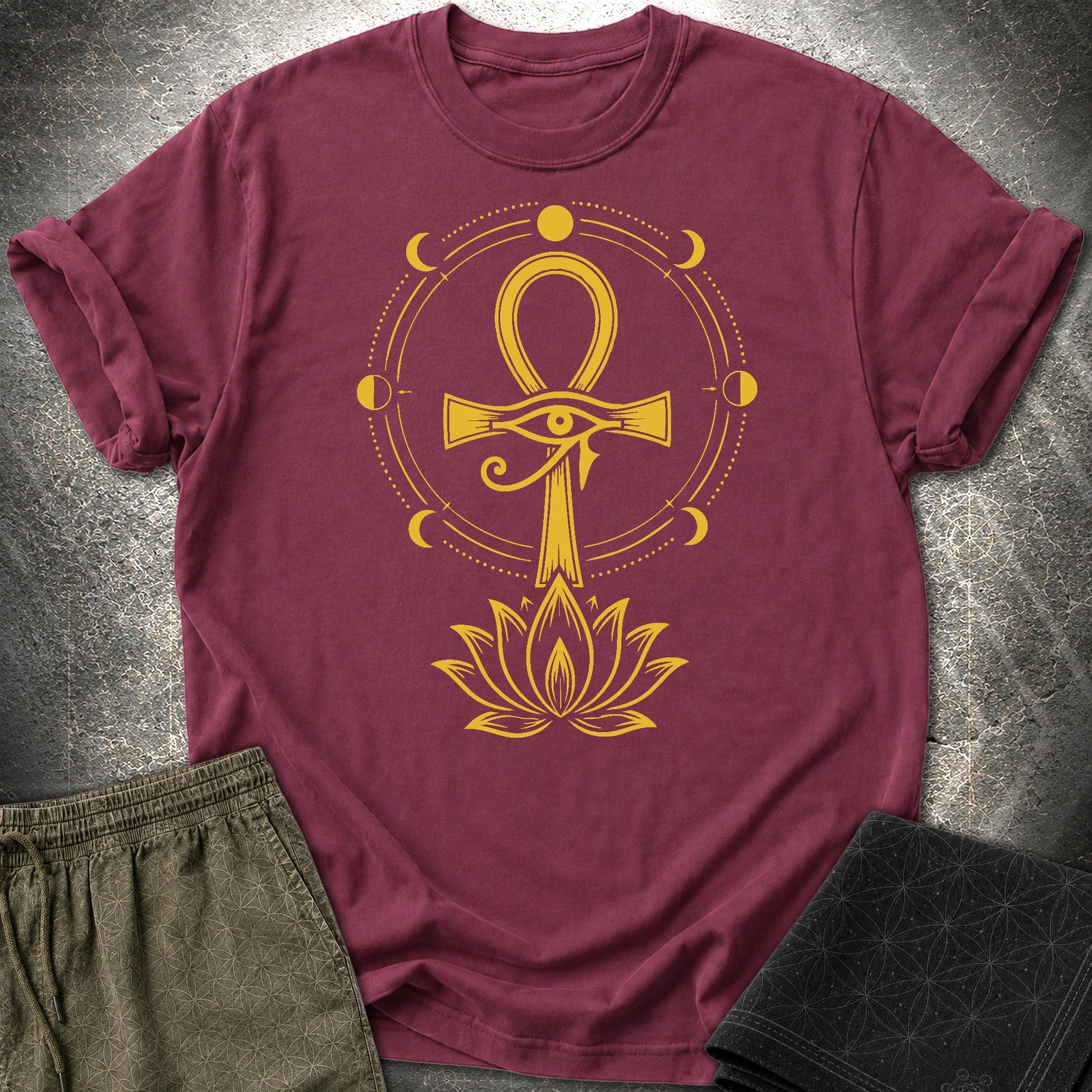 Eye of Life Above Lotus - Eye of Life Above Lotus T-Shirt - Maroon