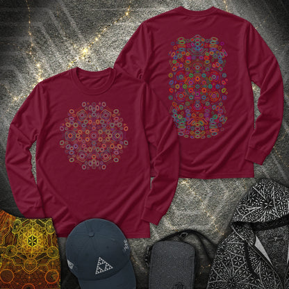 Frequency Of Color 2 Sided - Frequency Of Color 2 Sided Long Sleeve Shirt - Maroon