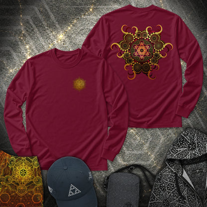 Organic Metatron 2 Sided - Organic Metatron 2 Sided Long Sleeve Shirt - Maroon