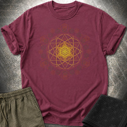Seed of Life Sacred Geometry Boho Spiritual Psychedelic T-Shirt - Seed of Life Sacred Geometry Boho Spiritual Psychedelic T-Shirt - Maroon