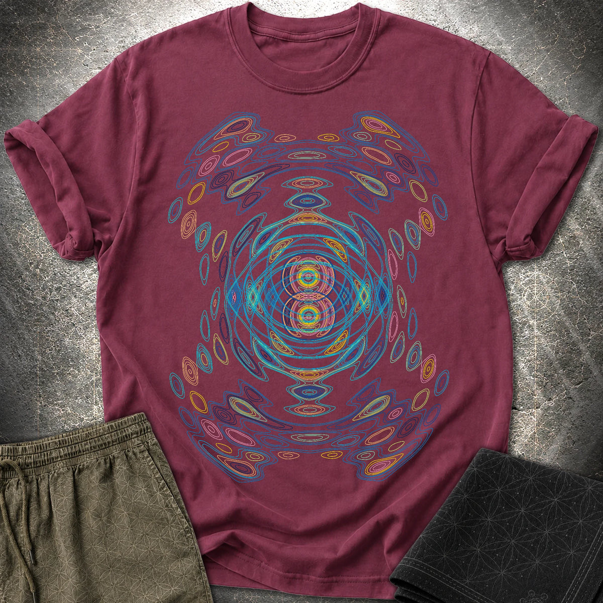 Cymatics Shirt - Sound Wave Frequency Pattern Optical Art T-Shirt - Cymatics Shirt - Sound Wave Frequency Pattern Optical Art T-Shirt - Maroon