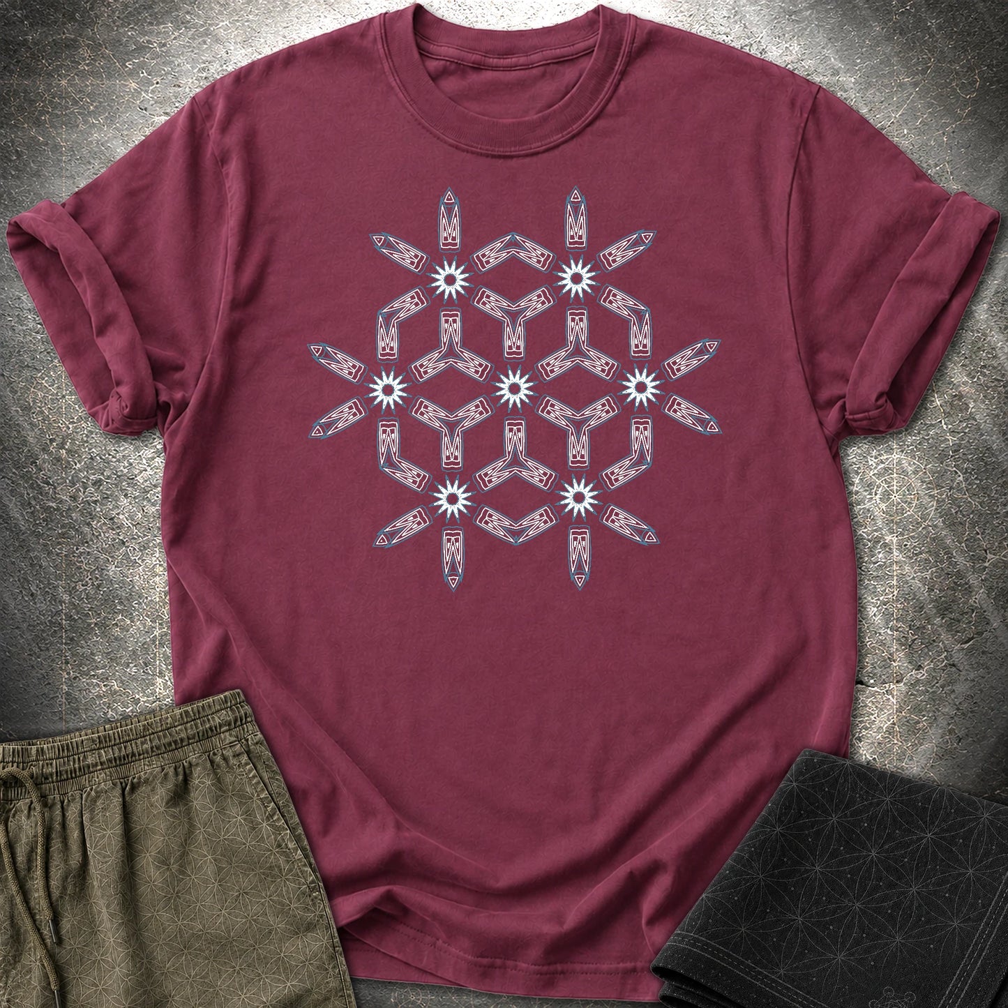 Tribal Geometry - Tribal Geometry T-Shirt - Maroon