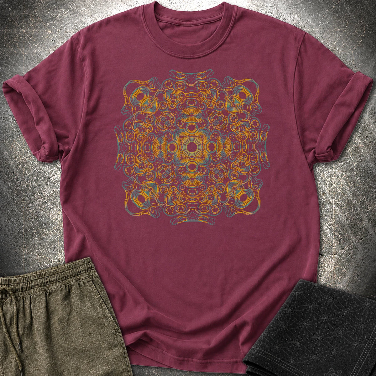 Psychedelic Mandala Boho Hippie Kaleidoscope T-Shirt - Psychedelic Mandala Boho Hippie Kaleidoscope T-Shirt - Maroon