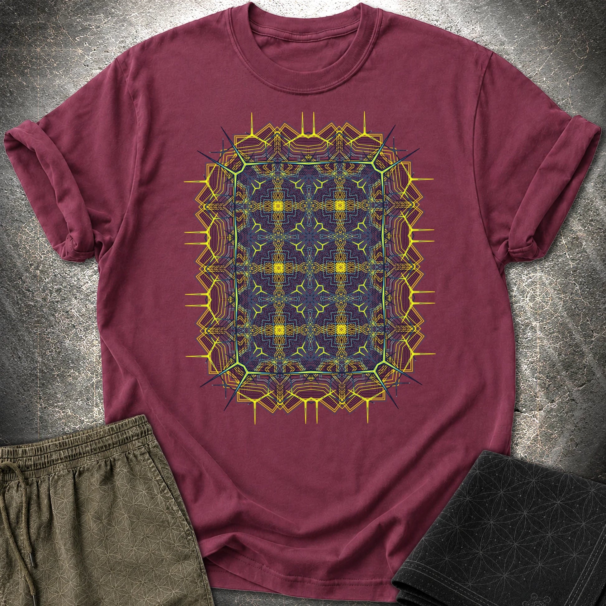 Electric Geometric Matrix - Electric Geometric Matrix T-Shirt - Maroon