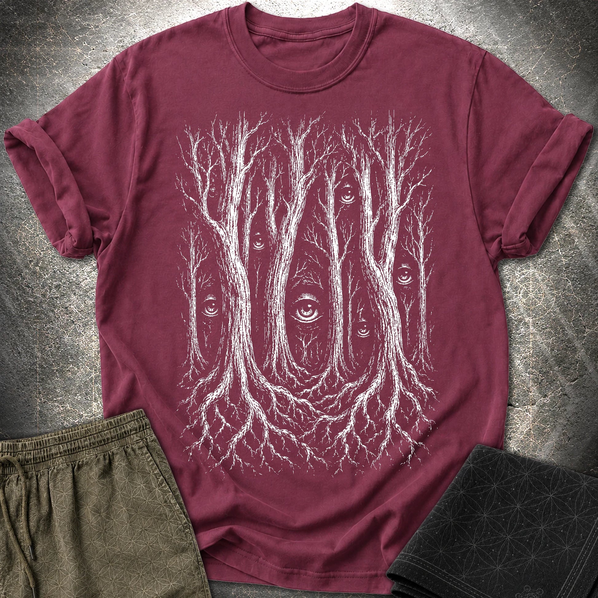 Forest Consciousness Watching - Forest Consciousness Watching T-Shirt - Maroon