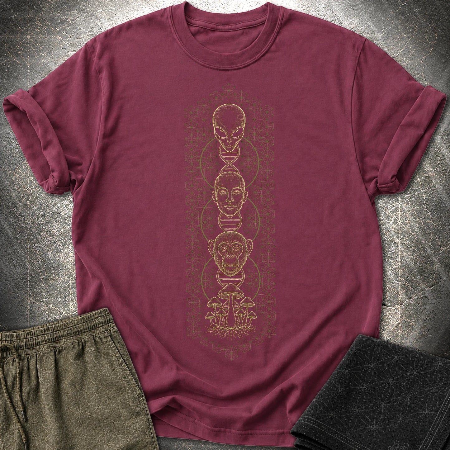 Alien Evolution T-Shirt - Alien Evolution T-Shirt - Maroon