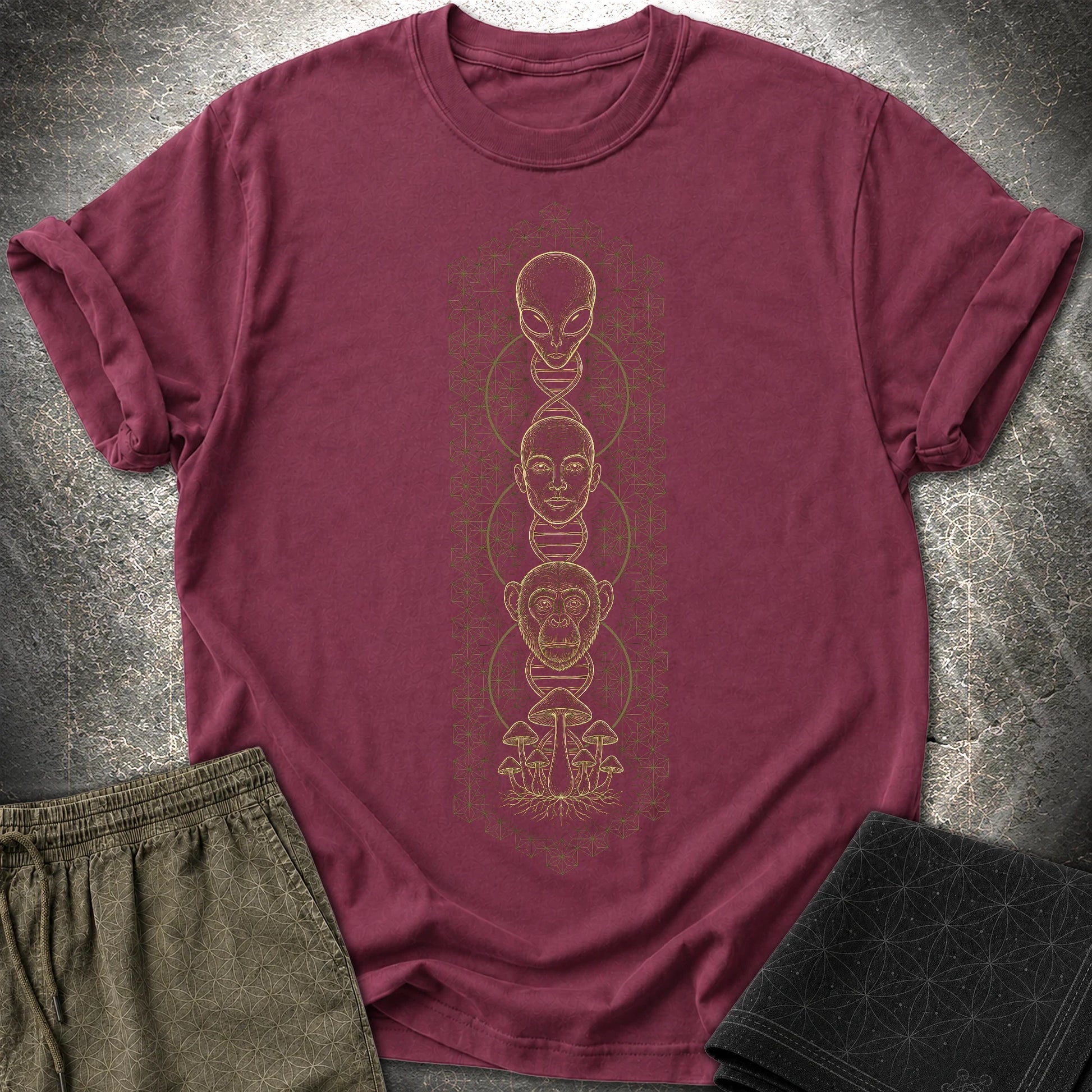 Alien Evolution T-Shirt - Alien Evolution T-Shirt - Maroon