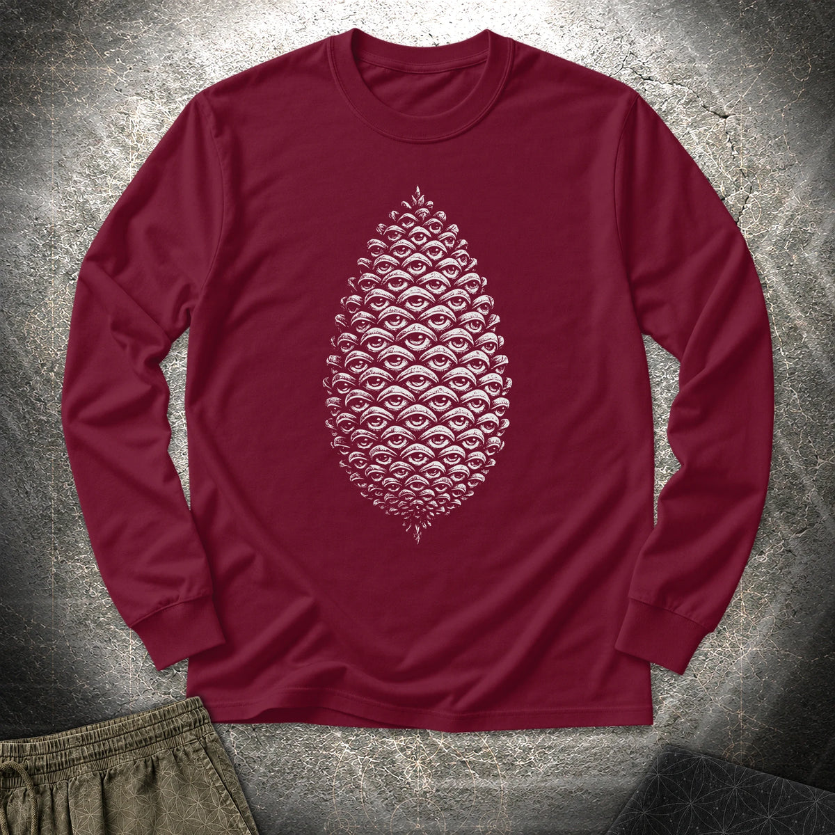 All Seeing Pinecone - All Seeing Pinecone Long Sleeve Shirt - Maroon