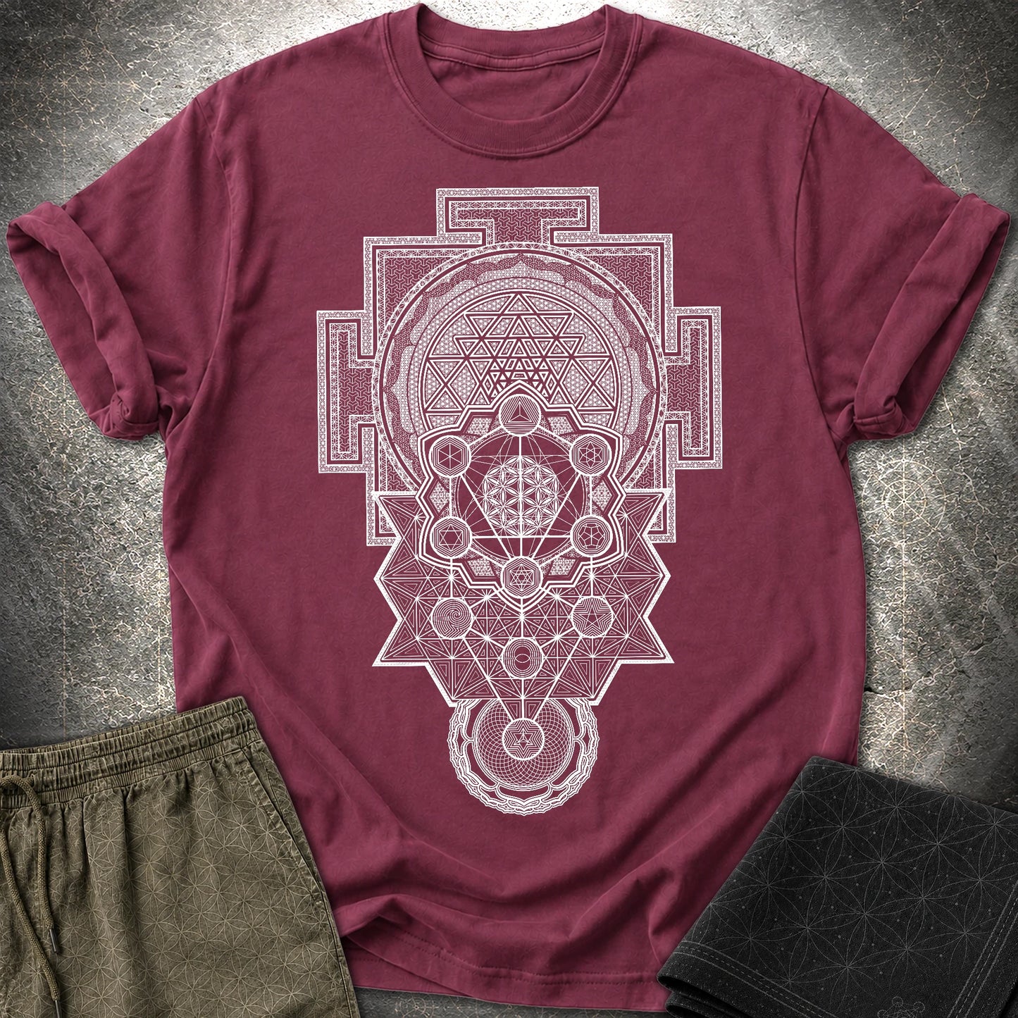Sacred Geometry Encyclopedia - Sacred Geometry Encyclopedia T-Shirt - Maroon