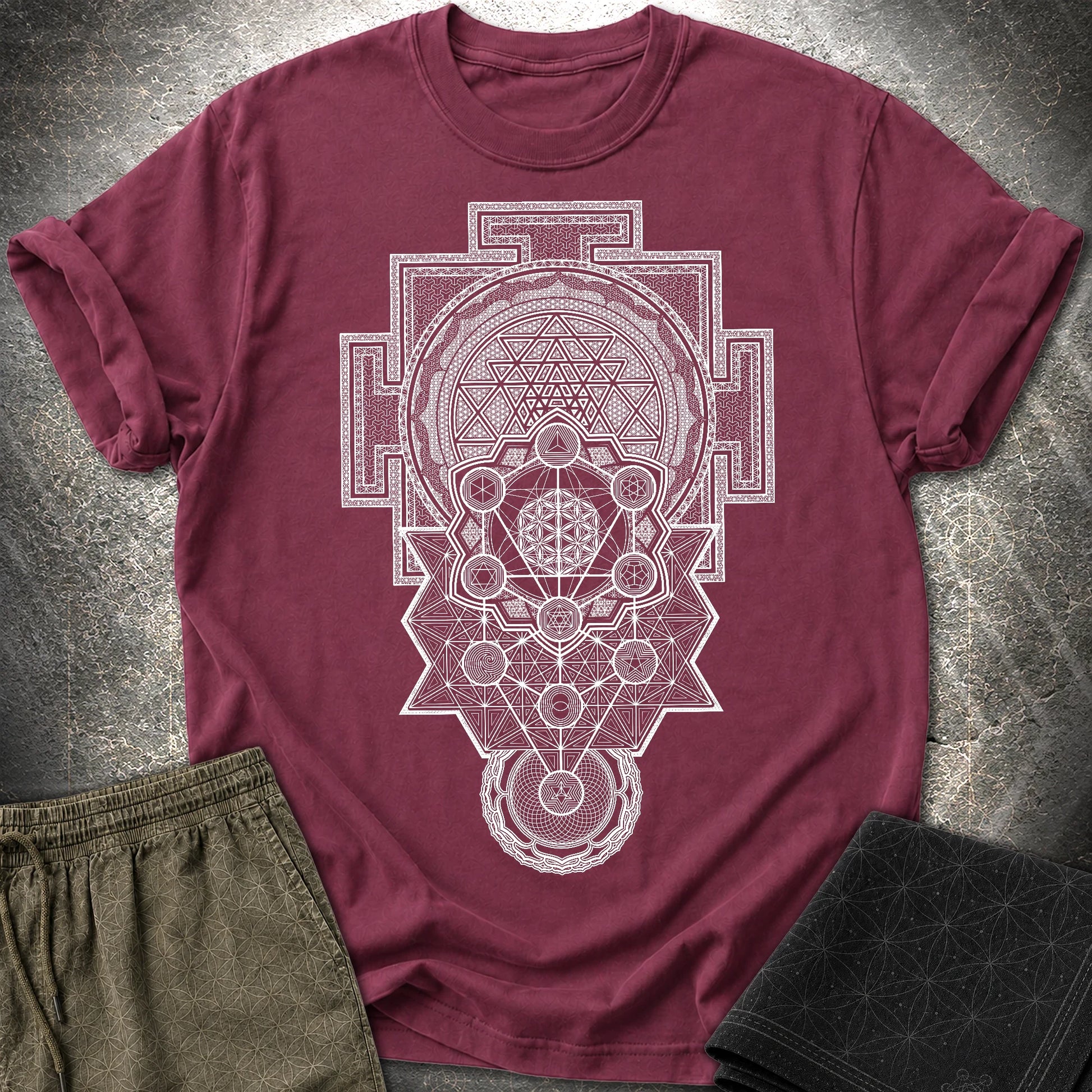 Sacred Geometry Encyclopedia - Sacred Geometry Encyclopedia T-Shirt - Maroon