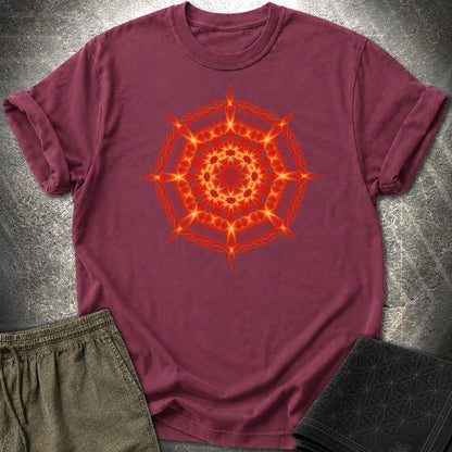 Radiant Geometry Portal Mandala - Radiant Geometry Portal Mandala T-Shirt - Maroon