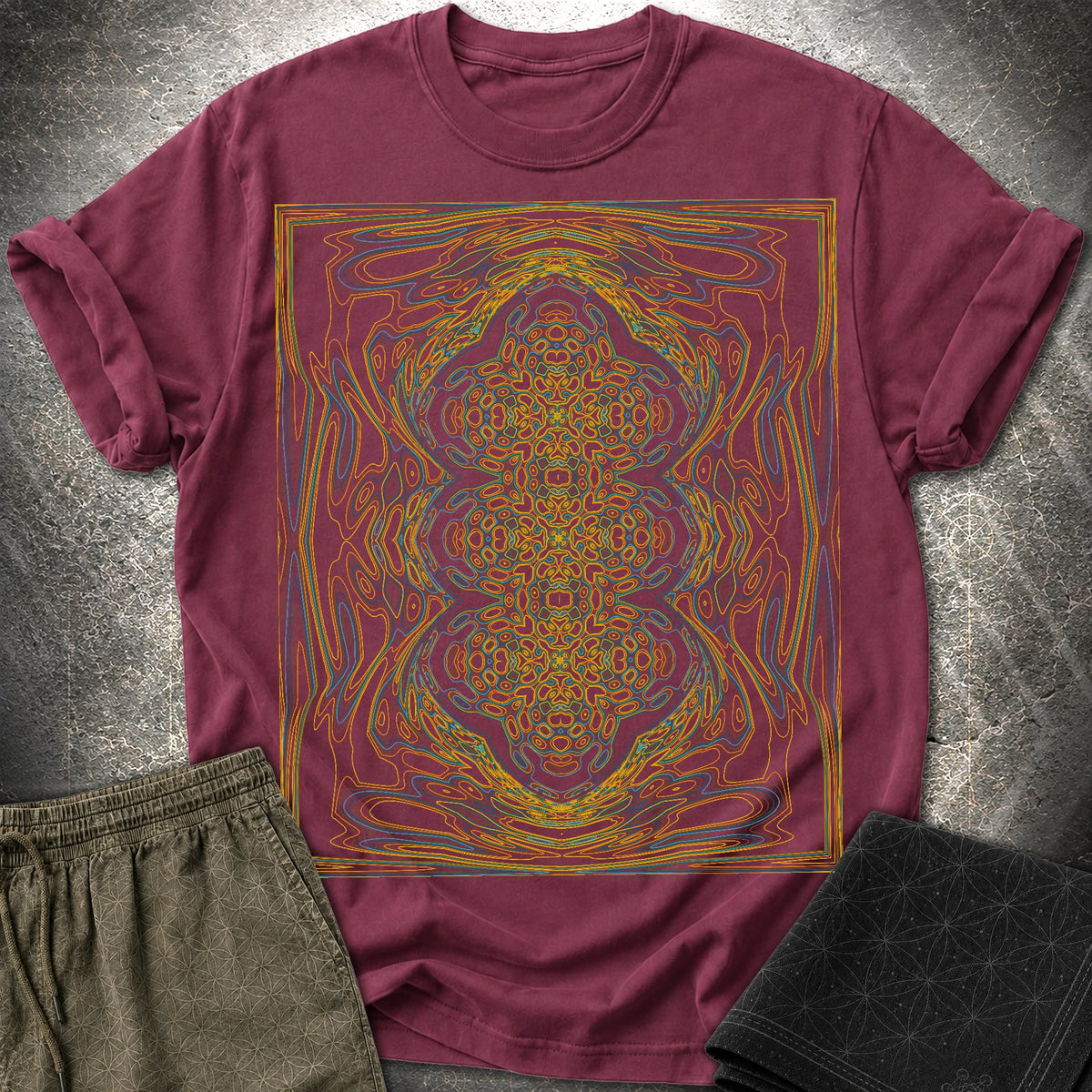 Kaleidoscopic Wave - Kaleidoscopic Wave T-Shirt - Maroon