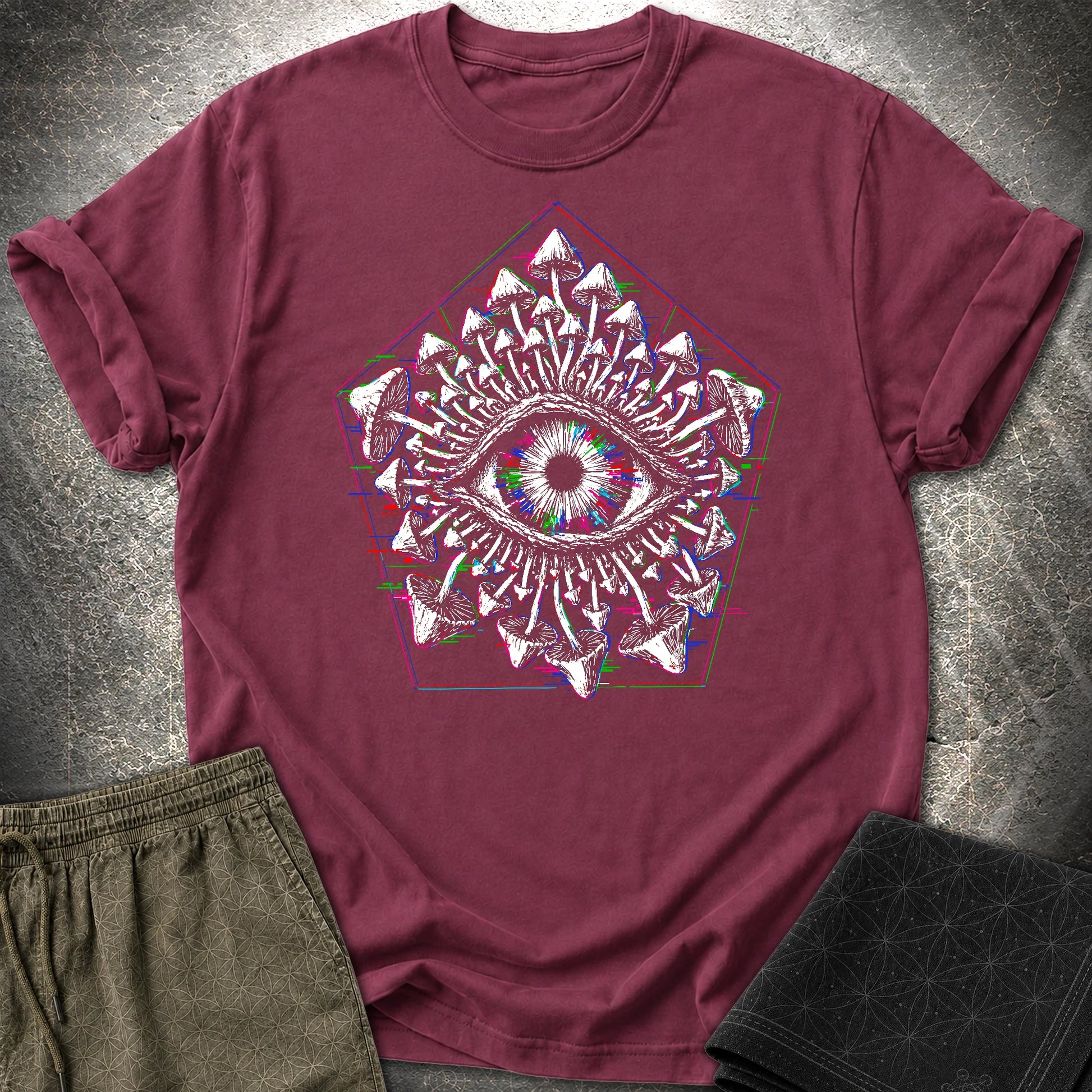 Third Eye Mushroom T-Shirt - Third Eye Mushroom T-Shirt - Maroon
