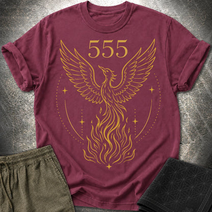 555 Angel Number Rebirth T-Shirt - 555 Angel Number Rebirth T-Shirt - Maroon