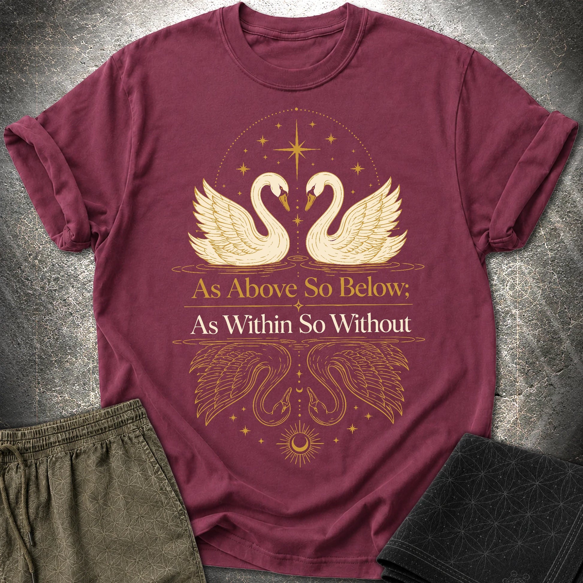 As Above So Below Swans - As Above So Below Swans T-Shirt - Maroon