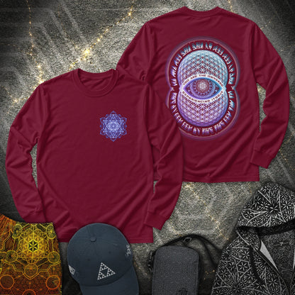 Alan Watts Universe 2 Sided - Alan Watts Universe 2 Sided Long Sleeve Shirt - Maroon