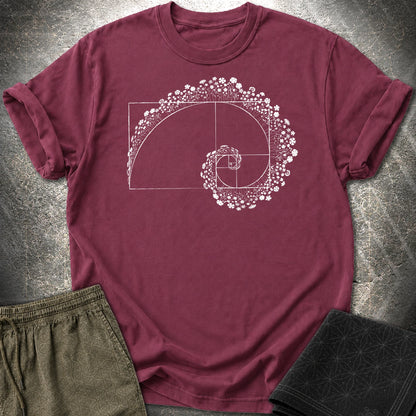 Golden Ratio Flower Spiral T-Shirt - Golden Ratio Flower Spiral T-Shirt - Maroon