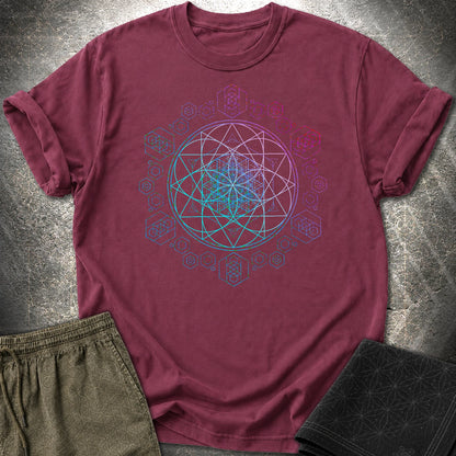 Seed of Life Sacred Geometry Psychedelic Boho T-Shirt - Seed of Life Sacred Geometry Psychedelic Boho T-Shirt - Maroon