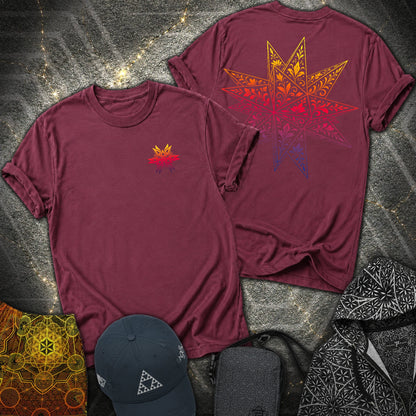 Colorful Stellated Dodecahedron 2 Sided T-Shirt - Colorful Stellated Dodecahedron 2 Sided T-Shirt - Maroon