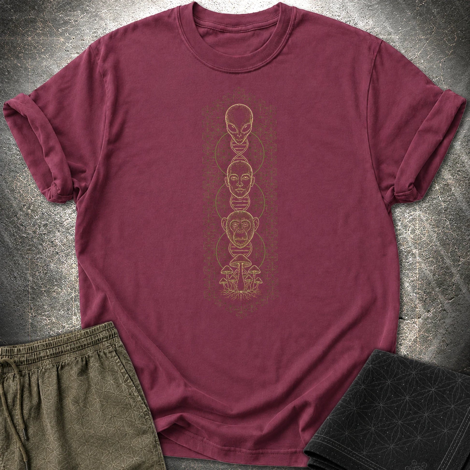 Alien Evolution T-Shirt - Alien Evolution T-Shirt - Maroon