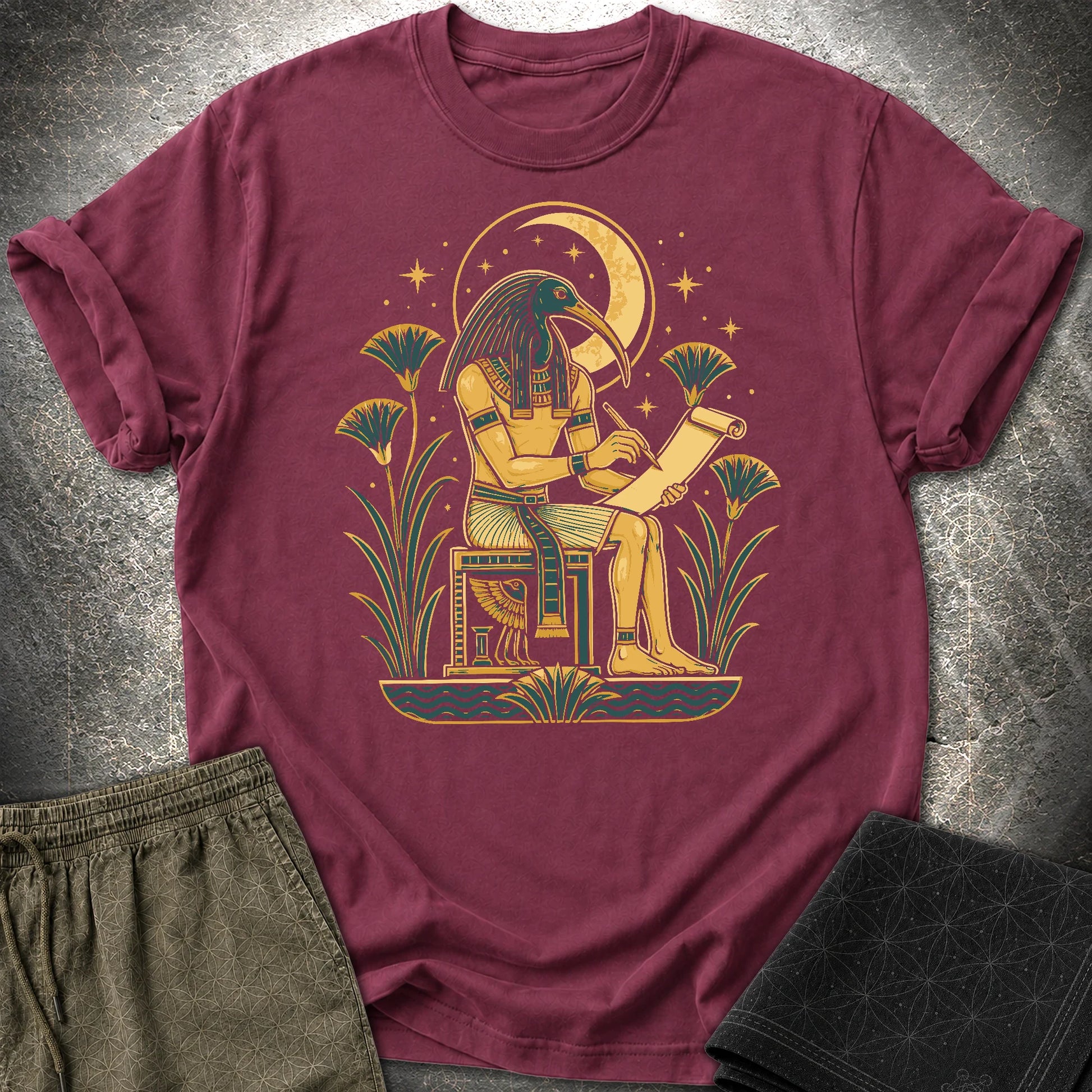 Moonlit Ibis Scribe - Moonlit Ibis Scribe T-Shirt - Maroon