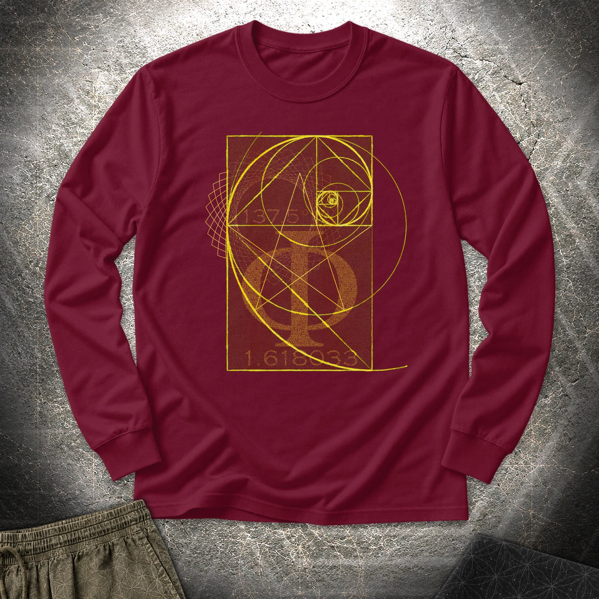Golden Ratio Spirals - Golden Ratio Spirals Long Sleeve Shirt - Maroon