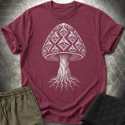 All-Seeing Mushroom - All-Seeing Mushroom T-Shirt - Maroon