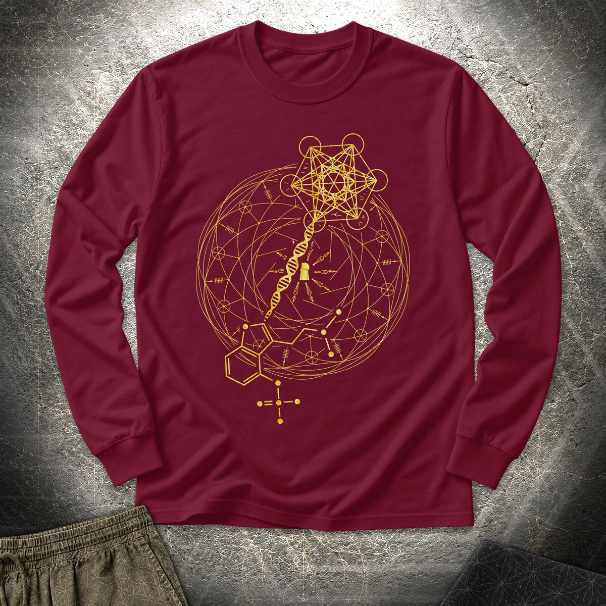 Psilocybin Key To Universe - Psilocybin Key To Universe Long Sleeve Shirt - Maroon
