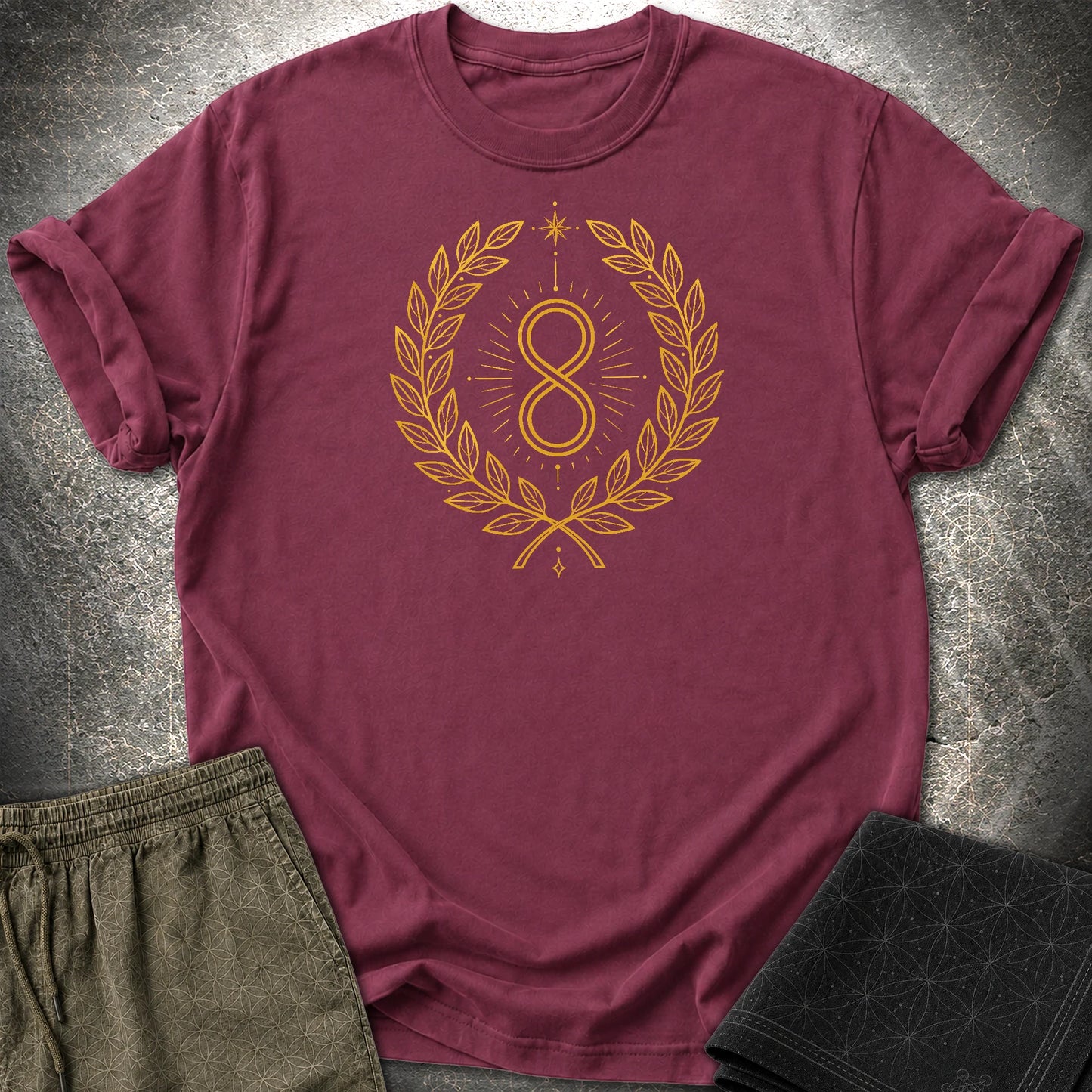 888 Infinity Wreath Unisex T-Shirt - 888 Infinity Wreath Unisex T-Shirt - Maroon