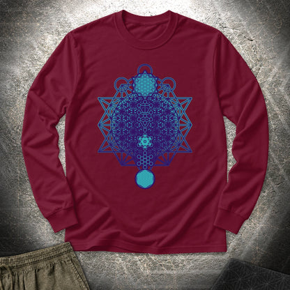 All The Sacred Geometry - All The Sacred Geometry Long Sleeve Shirt - Maroon