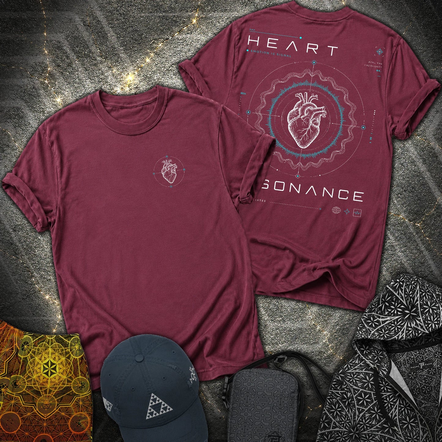 Heart Radiates - Heart Radiates 2 Sided T-Shirt - Maroon