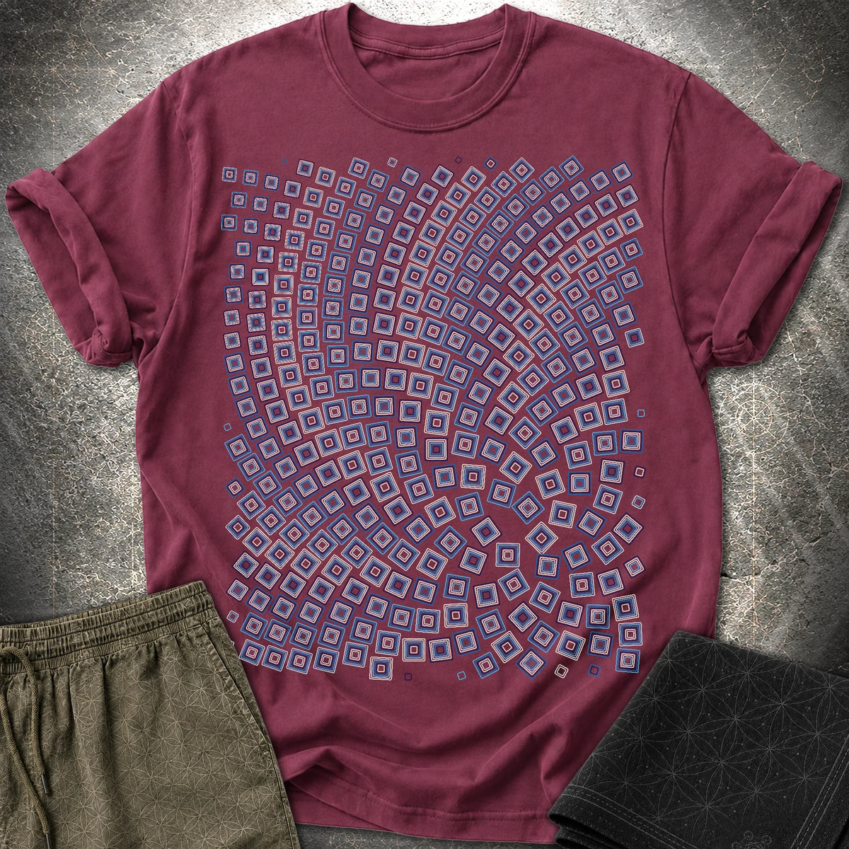 Golden Ratio Fibonacci Spiral Geometric Math Art T-Shirt - Golden Ratio Fibonacci Spiral Geometric Math Art T-Shirt - Maroon