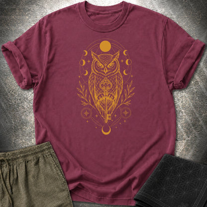 Owl Wisdom Key - Owl Wisdom Key T-Shirt - Maroon