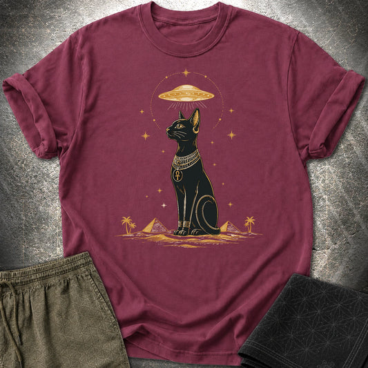 Celestial Cat Beneath the Starship - Celestial Cat Beneath the Starship T-Shirt - Maroon