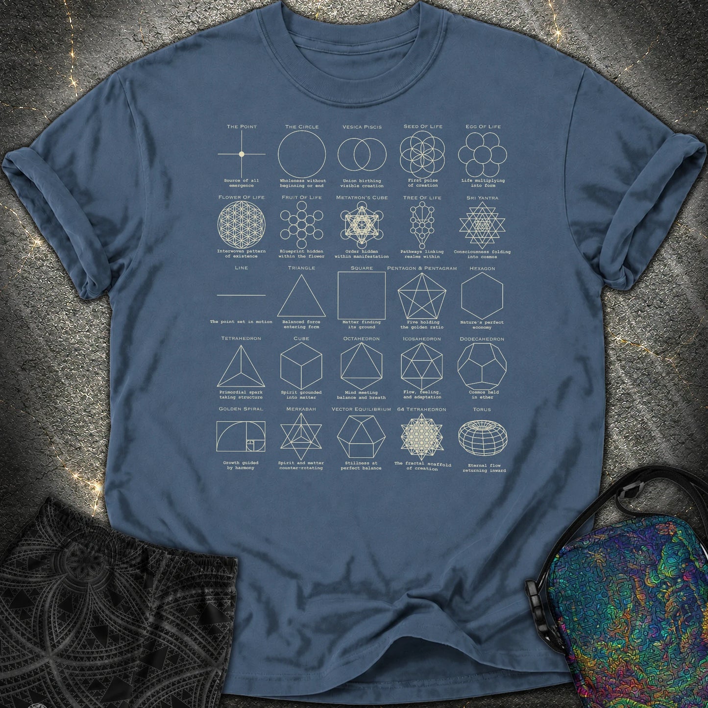 Sacred Geometry Figures Comfort T-Shirt - Sacred Geometry Figures Comfort T-Shirt - Midnight