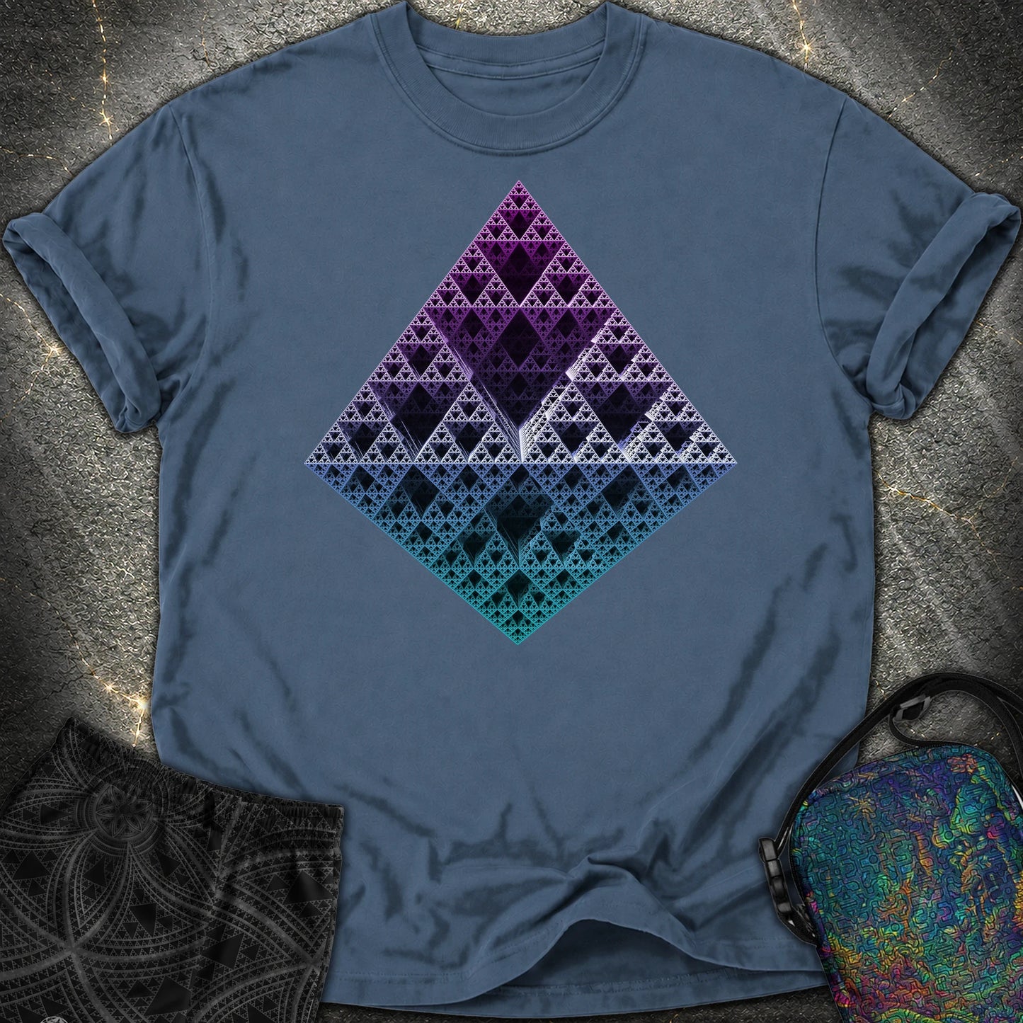 Sierpinski 3D Fractal Comfort T-Shirt - Sierpinski 3D Fractal Comfort T-Shirt - Midnight