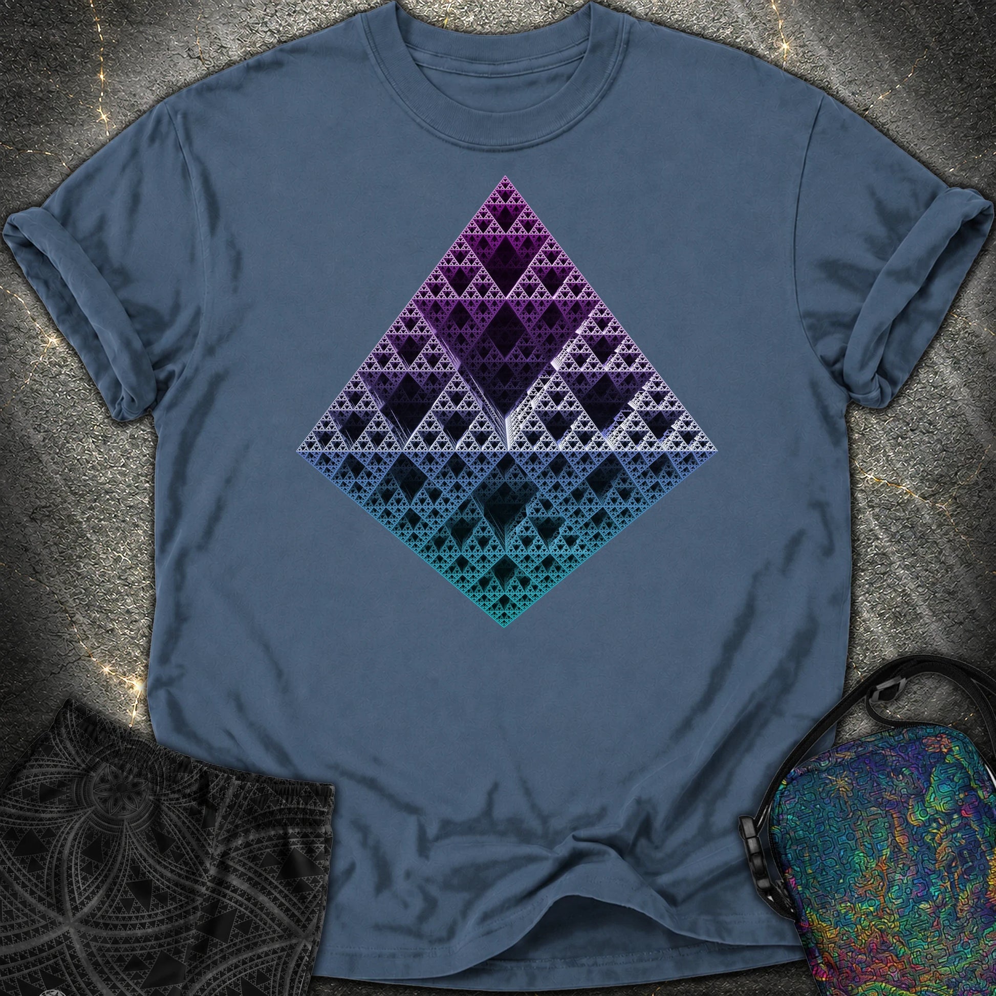 Sierpinski 3D Fractal Comfort T-Shirt - Sierpinski 3D Fractal Comfort T-Shirt - Midnight