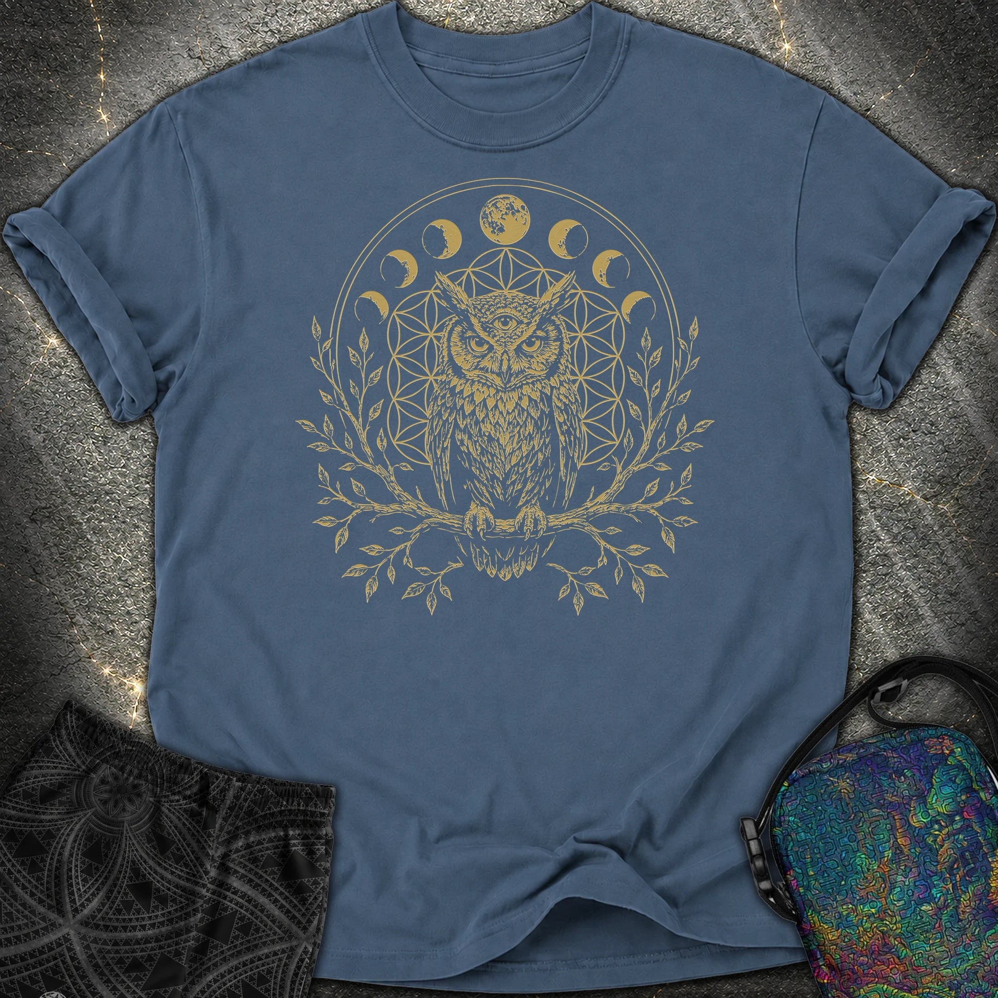 Owl Flower Of Life - Owl Flower Of Life Comfort T-Shirt - Midnight