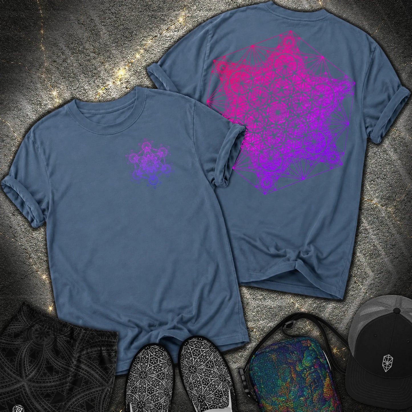 Metatron's Tesseract 2 Sided Comfort T-shirt - Metatron's Tesseract 2 Sided Comfort T-shirt - Midnight