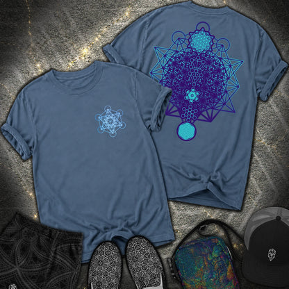 All The Sacred Geometry Comfort 2 Sided T-Shirt - All The Sacred Geometry Comfort 2 Sided T-Shirt - Midnight