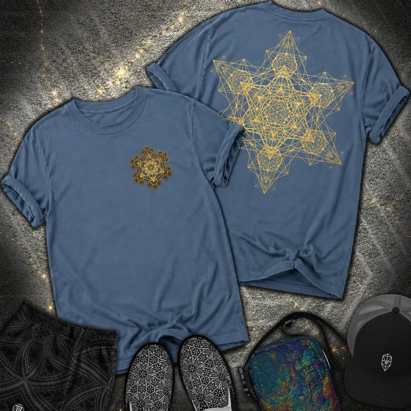 Metatron Fractal Star 2 Sided Comfort T-shirt - Metatron Fractal Star 2 Sided Comfort T-shirt - Midnight